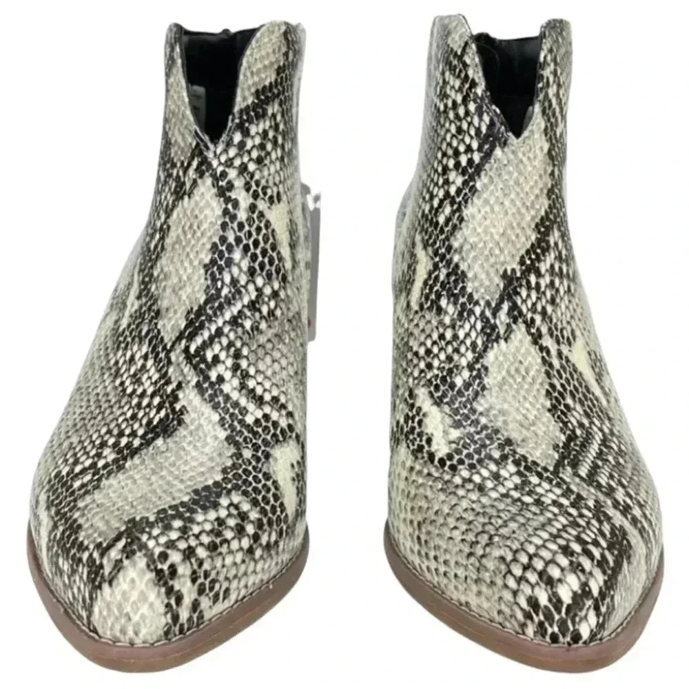 Aqua College Emily Leather Snake Print Waterproof Womens Booties Size 9M